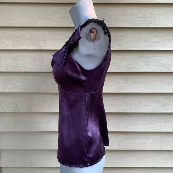 Nanette Lepore y2k purple silk & black lace blouse - Picture 3 of 6
